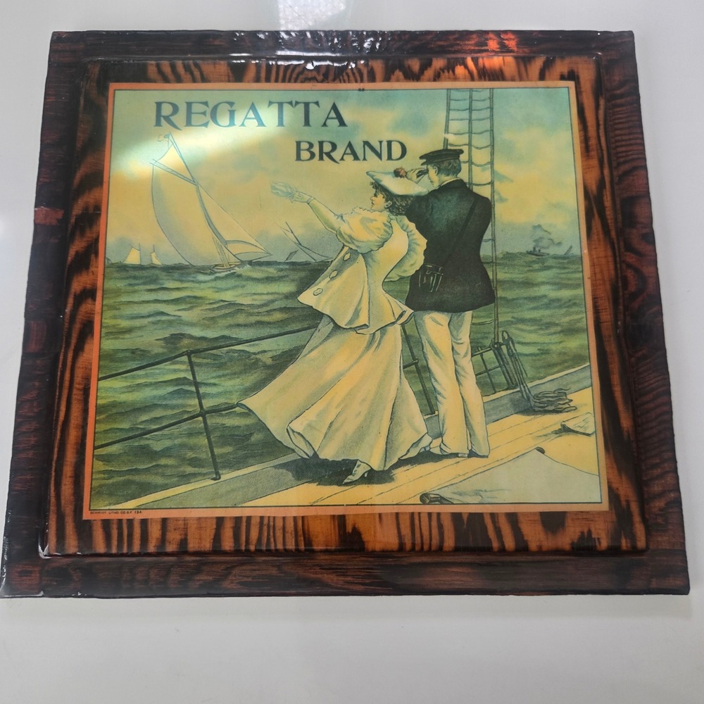 Regatta Brand Vintage Nautical Wood Plaque Wall Art Schmidt Litho Co SF 134